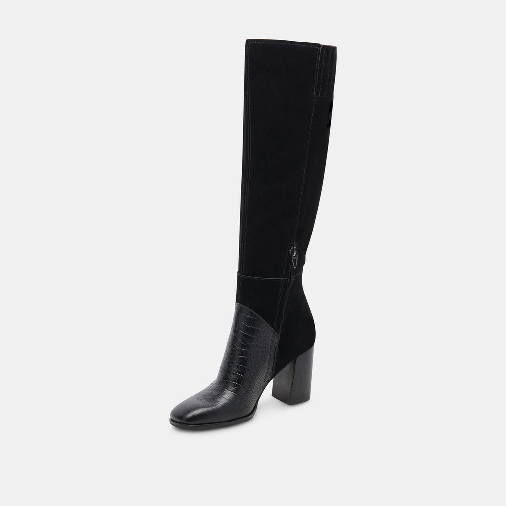 FYNN WIDE CALF BOOTS BLACK MULTI EMBOSSED LEATHER - image 4