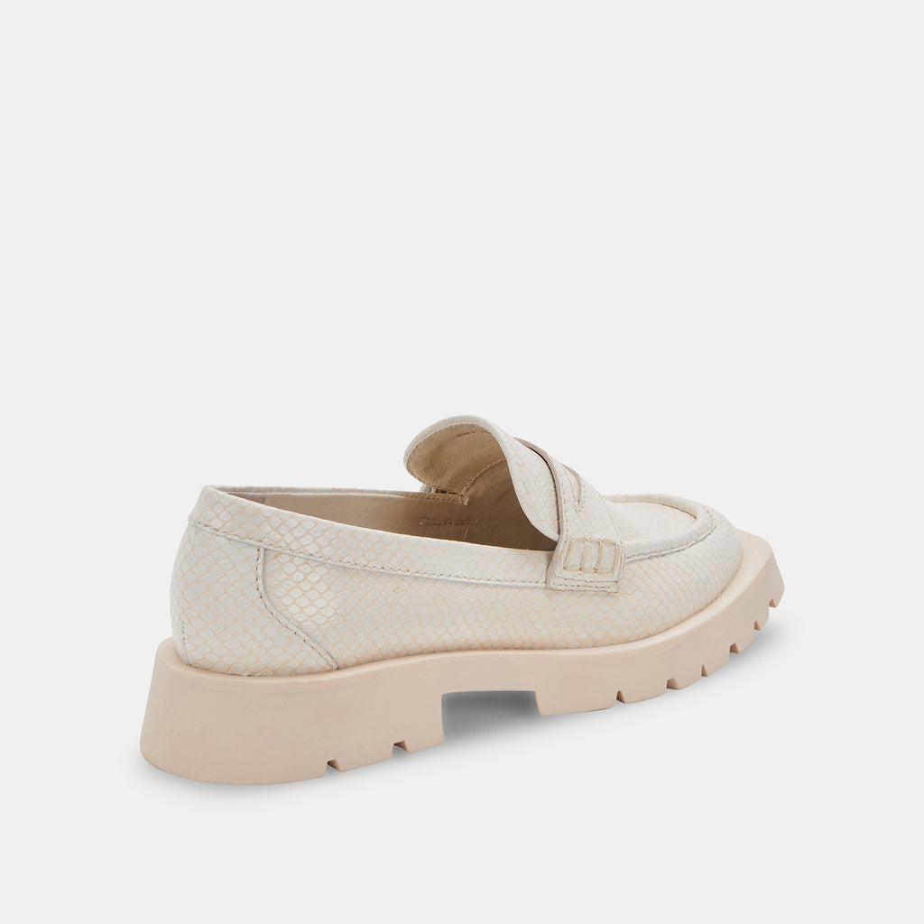 ELIAS WIDE FLATS IVORY EMBOSSED LEATHER - image 3