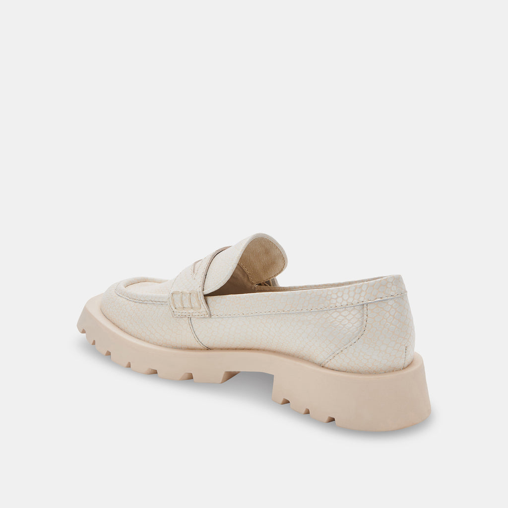 ELIAS WIDE FLATS IVORY EMBOSSED LEATHER - image 5