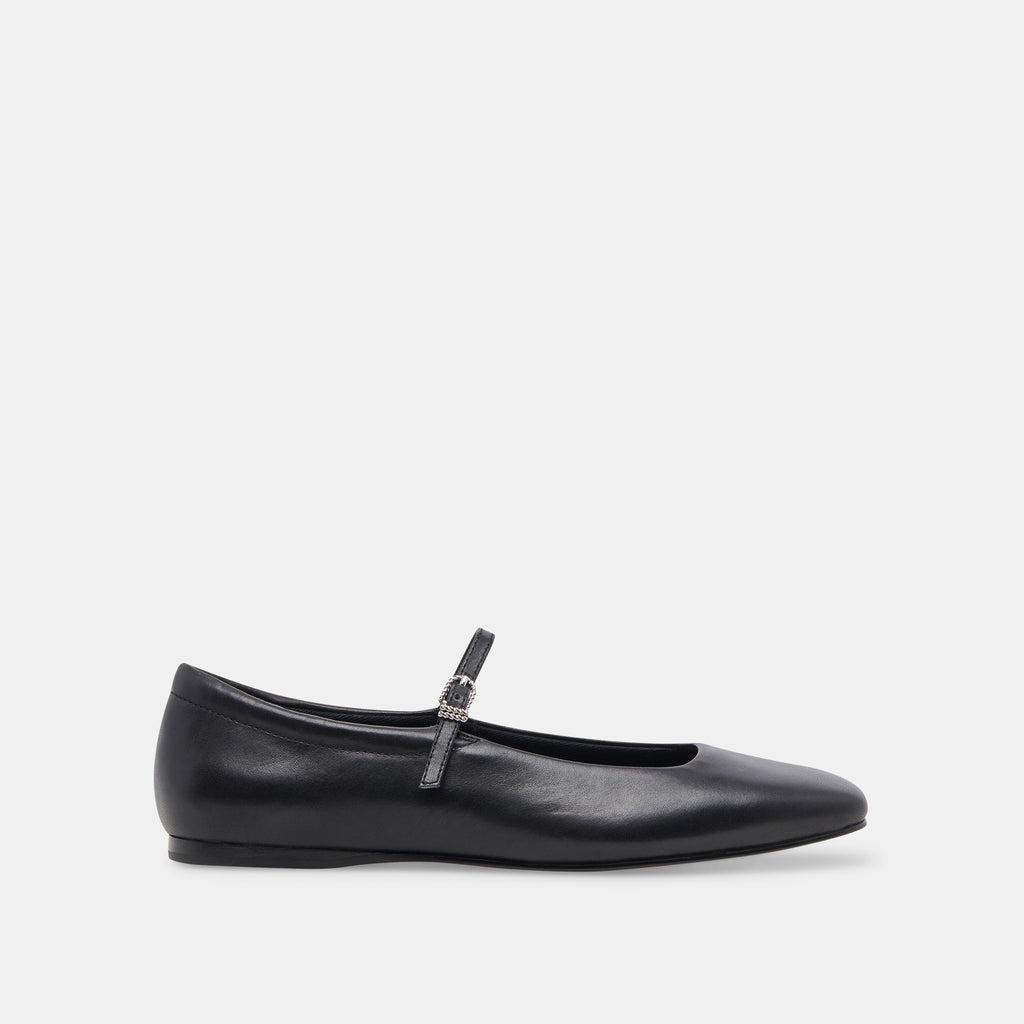 REYES WIDE BALLET FLATS BLACK LEATHER - image 1