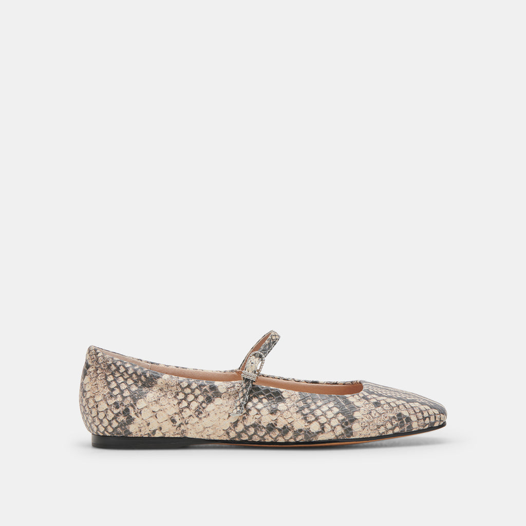 REYES BALLET FLATS BLACK WHITE SNAKE EMBOSSED - image 1