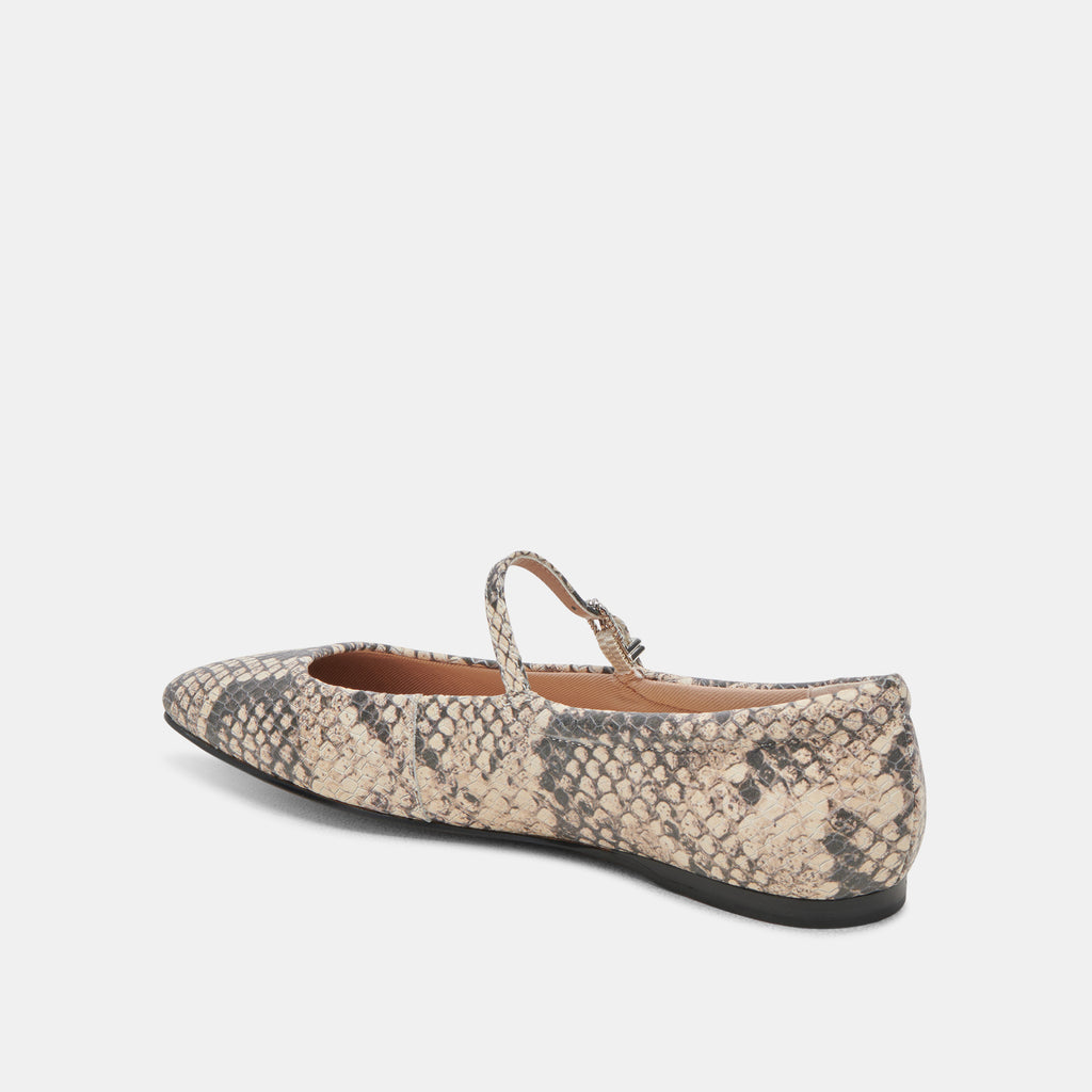 REYES BALLET FLATS BLACK WHITE SNAKE EMBOSSED - image 6