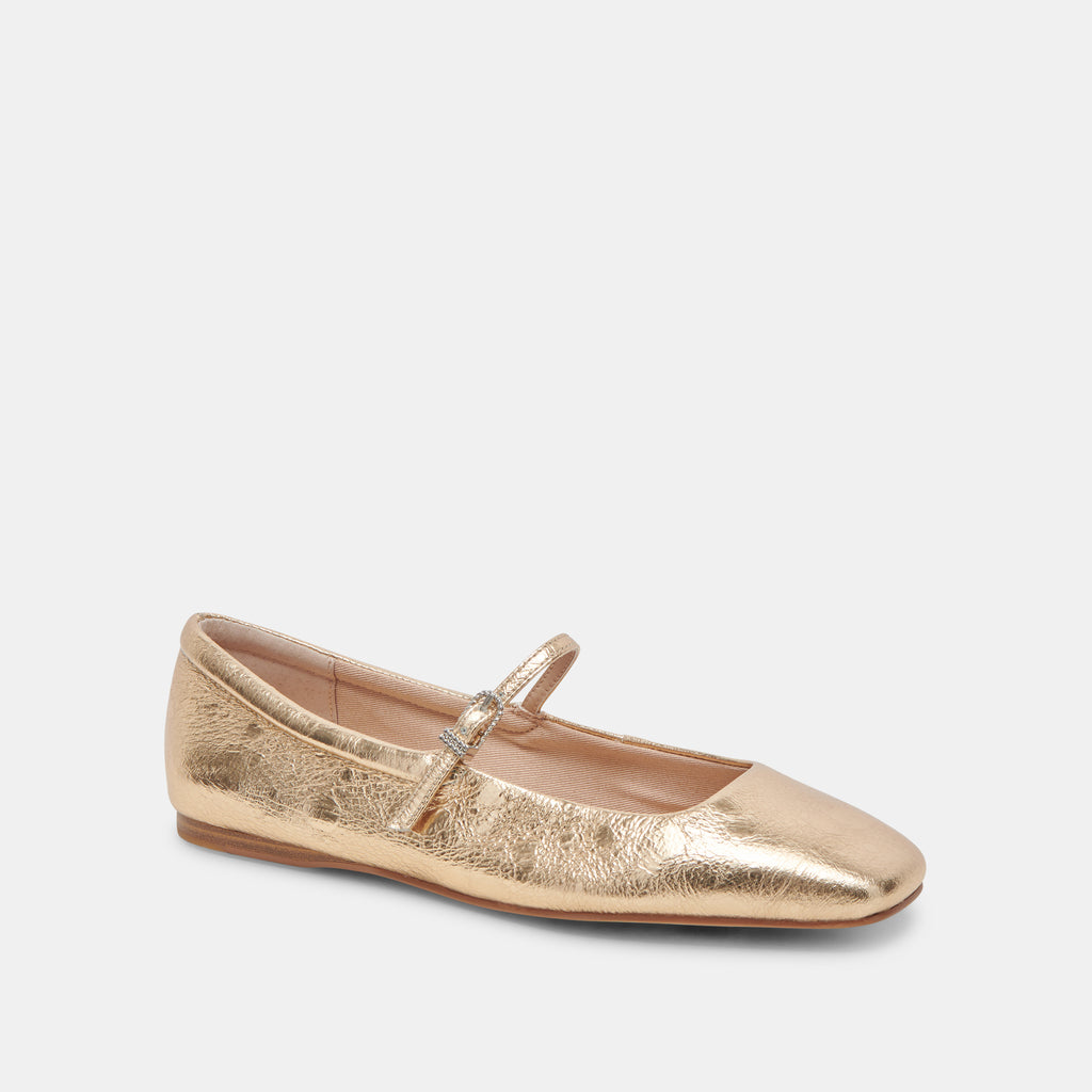 REYES BALLET FLATS GOLD DISTRESSED LEATHER - image 3