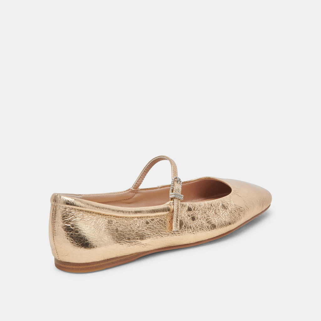 REYES BALLET FLATS GOLD DISTRESSED LEATHER - image 5