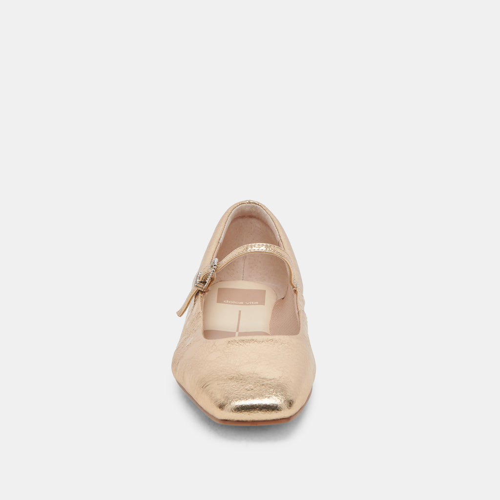 REYES BALLET FLATS GOLD DISTRESSED LEATHER - image 9