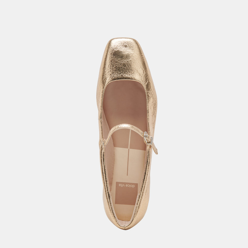 REYES BALLET FLATS GOLD DISTRESSED LEATHER - image 11