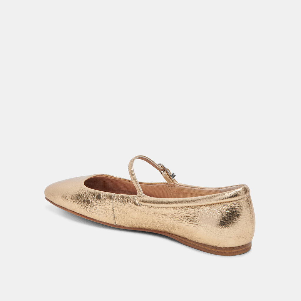 REYES BALLET FLATS GOLD DISTRESSED LEATHER - image 8