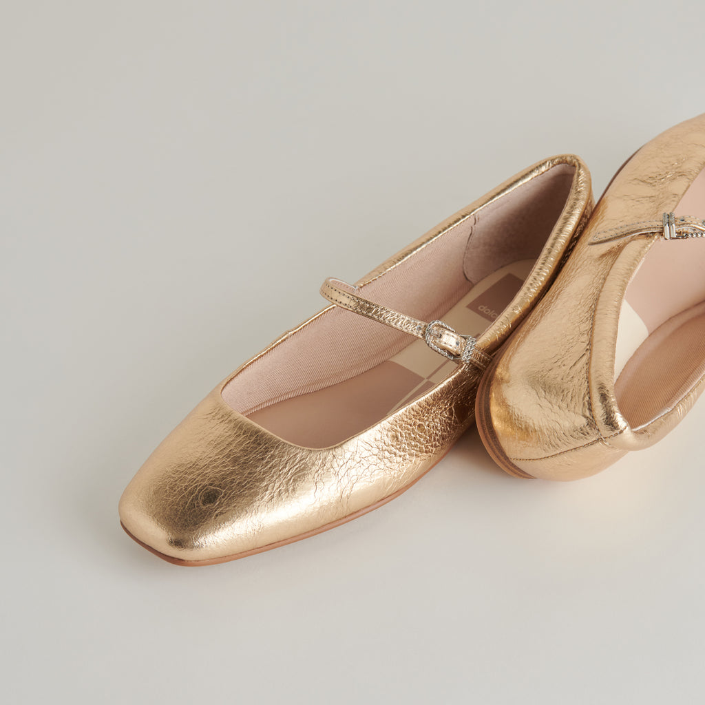 REYES BALLET FLATS GOLD DISTRESSED LEATHER - image 6