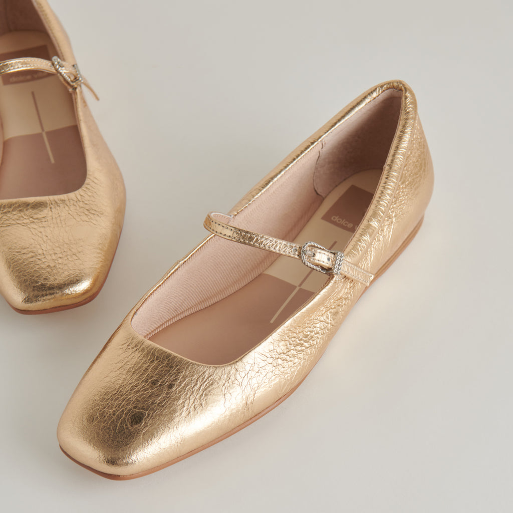 REYES BALLET FLATS GOLD DISTRESSED LEATHER - image 2