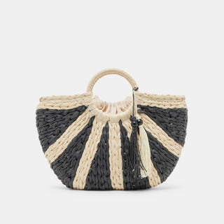 ESTELLE HANDBAG BLACK RAFFIA