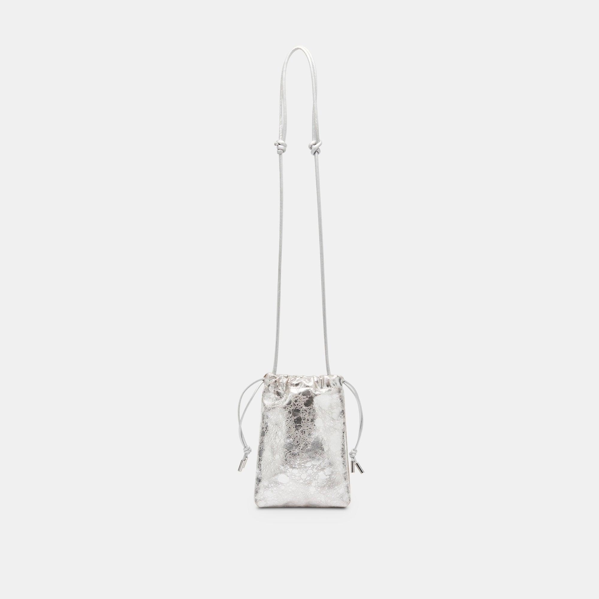 EVIE CROSSBODY POUCH SILVER DISTRESSED LEATHER