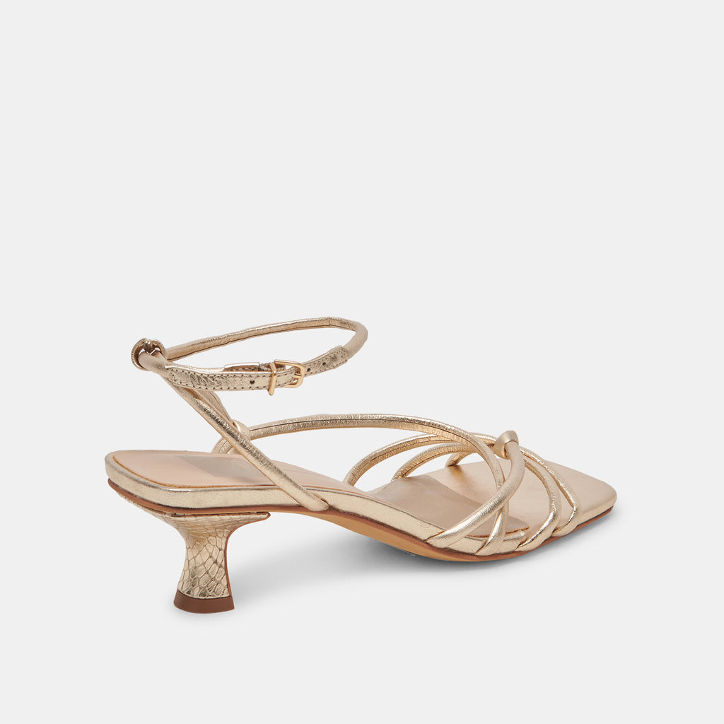 BEV HEELS GOLD METALLIC LEATHER - image 4