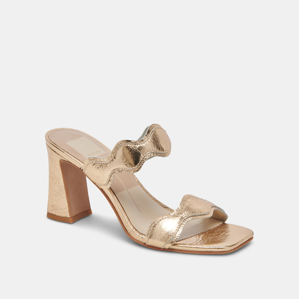 ILVA HEELS GOLD DISTRESSED LEATHER - image 7