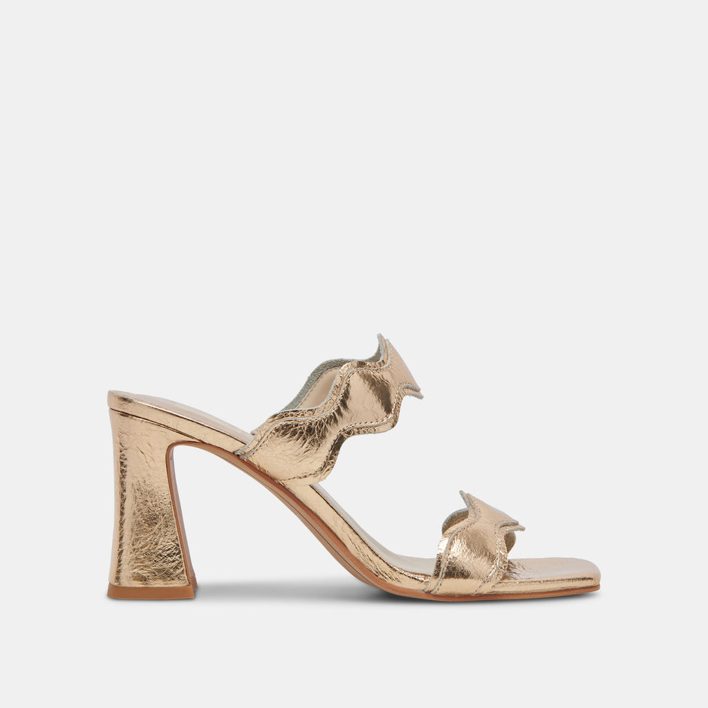 ILVA HEELS GOLD DISTRESSED LEATHER - image 1