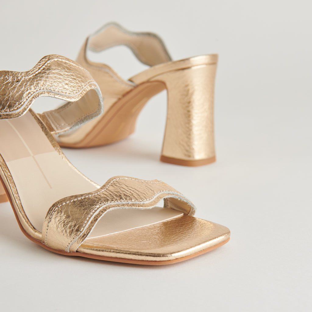 ILVA HEELS GOLD DISTRESSED LEATHER - image 3