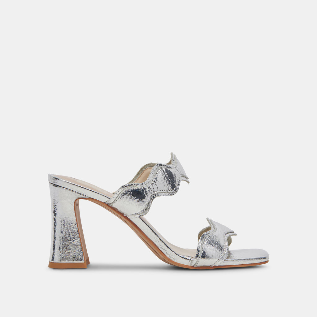 ILVA HEELS SILVER DISTRESSED LEATHER - image 1