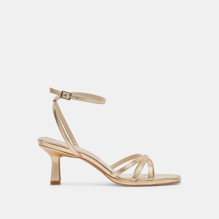 MANJI HEELS LIGHT GOLD METALLIC LEATHER