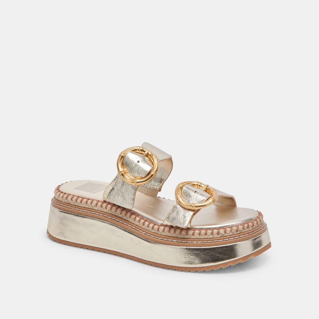 RYSHA SANDALS LIGHT GOLD CRINKLE PATENT - image 2