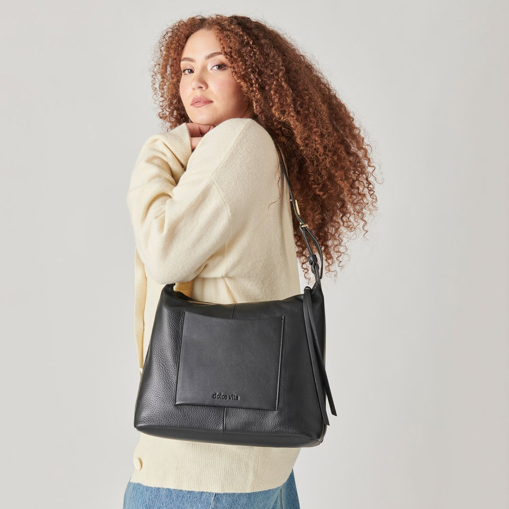 HANA SHOULDER BAG BLACK LEATHER - image 5