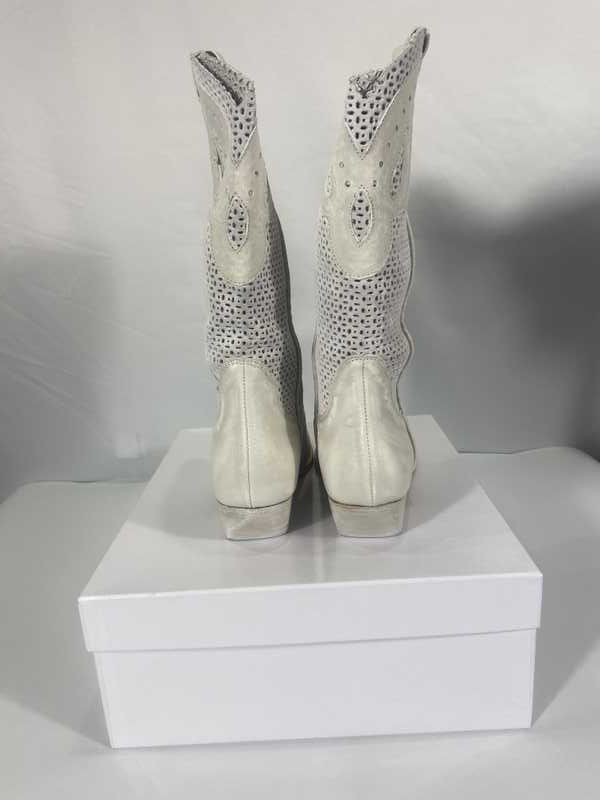 RANCH BOOTS IVORY LEATHER - re:vita